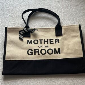 Elegant Canvas Tote for Mother of the Groom - Black and Cream